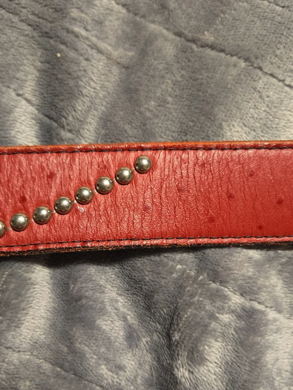Tex Tan-Red Cowhide Western Belt with Stud and Floral Details-Size Medium